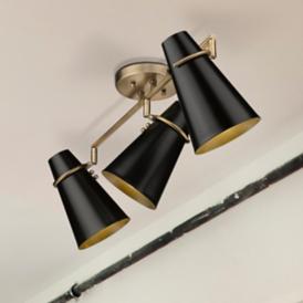 Reeva 29 1/4" Wide Modern Brass 3-Light Ceiling Light Reeva 29 1/4" Wide Modern Brass 3-Light Ceiling Light