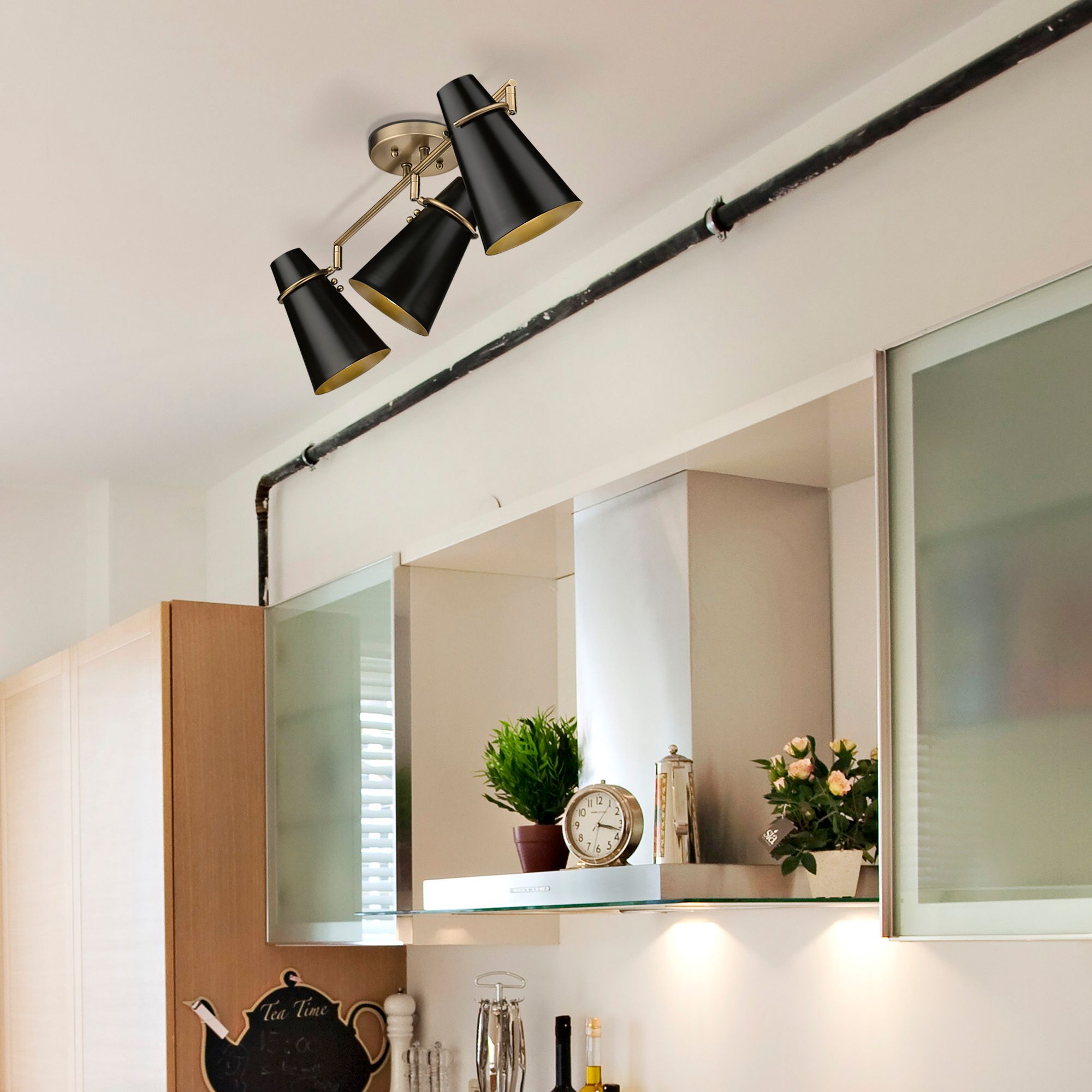 Reeva 29 1/4" Wide Modern Brass 3-Light Ceiling Light in scene