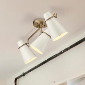 Reeva 29 1/4" Wide Modern Brass Glossy 3-Light Ceiling Light Reeva 29 1/4" Wide Modern Brass Glossy 3-Light Ceiling Light