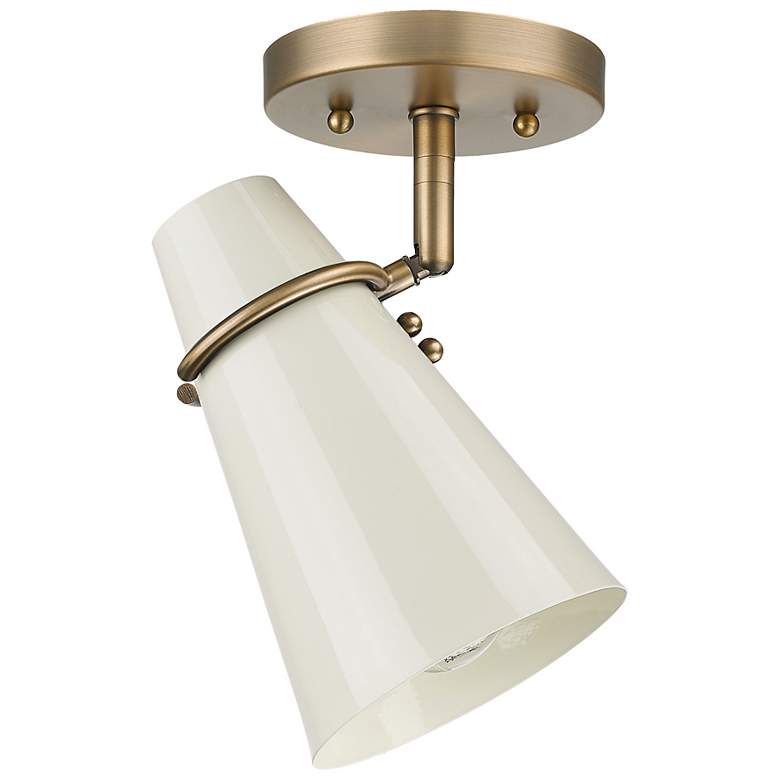Image 2 Reeva 7" Wide Modern Brass 1-Light Semi-Flush With Glossy Ecru