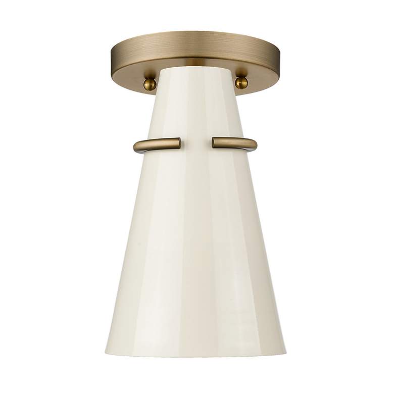 Image 3 Reeva 7" Wide Modern Brass 1-Light Semi-Flush With Glossy Ecru more views