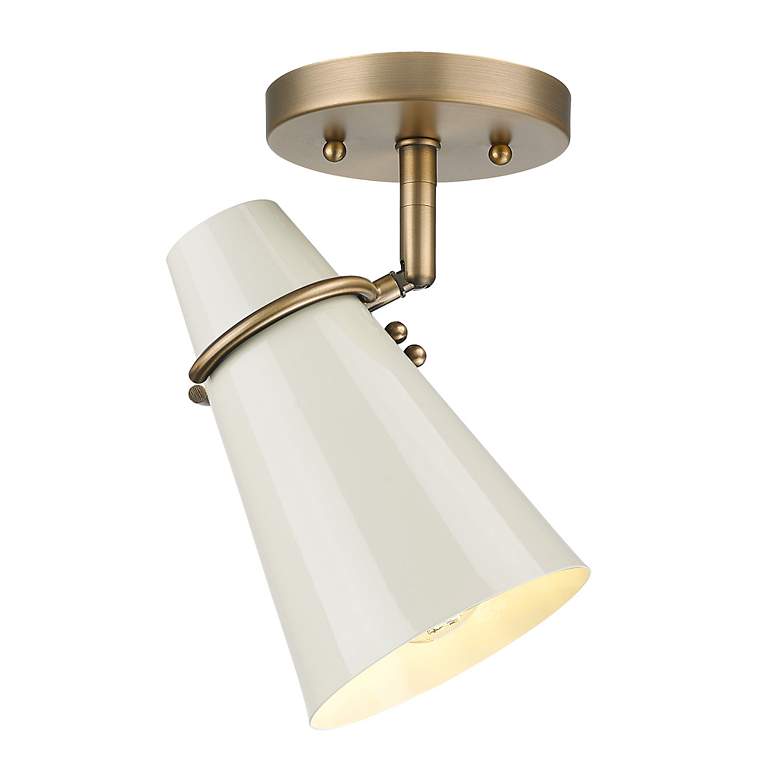 Image 4 Reeva 7" Wide Modern Brass 1-Light Semi-Flush With Glossy Ecru more views