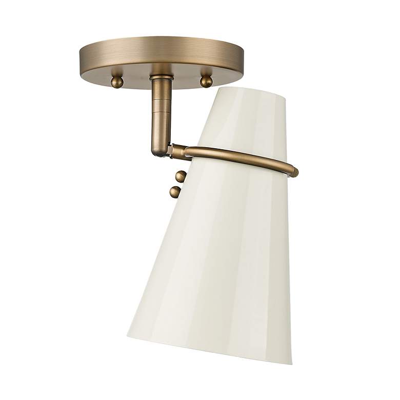 Image 5 Reeva 7" Wide Modern Brass 1-Light Semi-Flush With Glossy Ecru more views