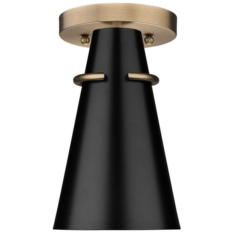 Image 1 Reeva 7" Wide Modern Brass 1-Light Semi-Flush With Matte Black