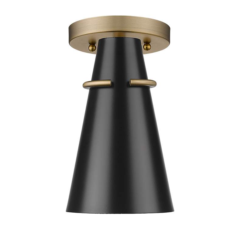 Image 3 Reeva 7" Wide Modern Brass 1-Light Semi-Flush With Matte Black more views