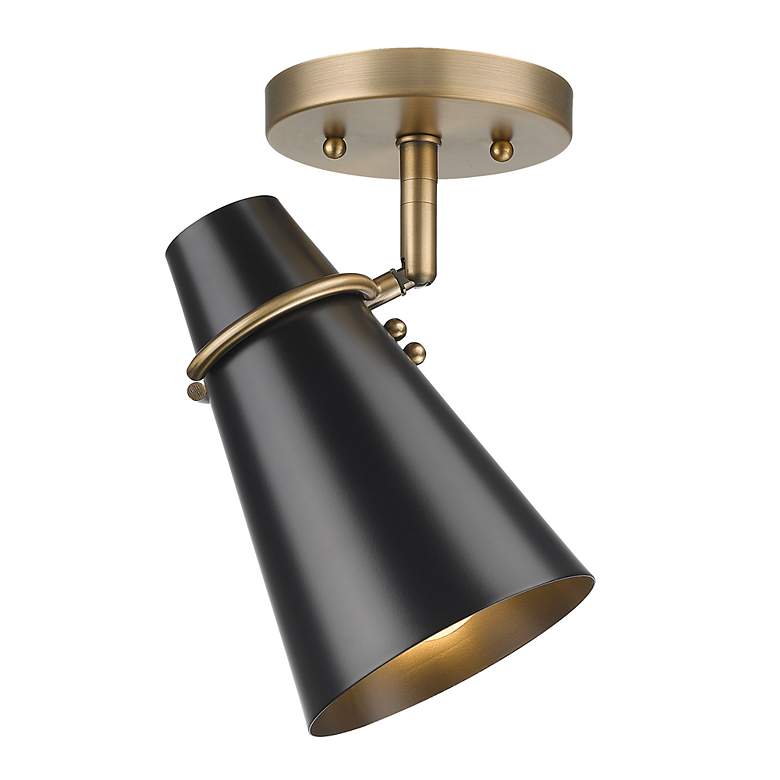 Image 4 Reeva 7" Wide Modern Brass 1-Light Semi-Flush With Matte Black more views