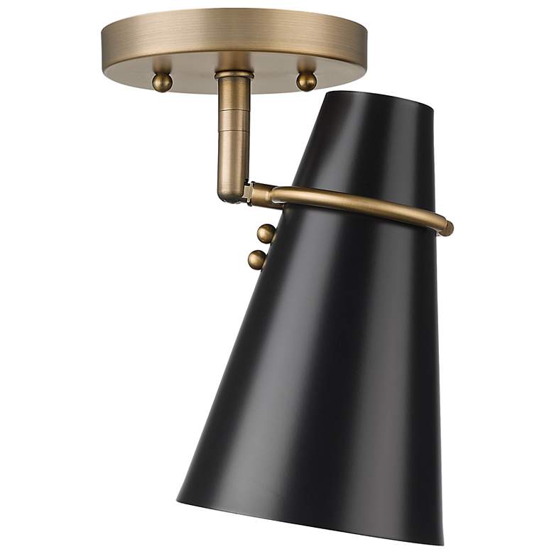 Image 5 Reeva 7" Wide Modern Brass 1-Light Semi-Flush With Matte Black more views
