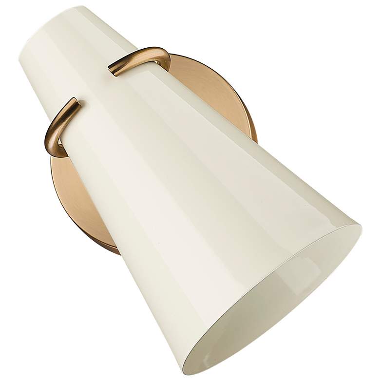 Image 2 Reeva 8 1/2" High Modern Brass Sconce with Glossy Ecru Shade