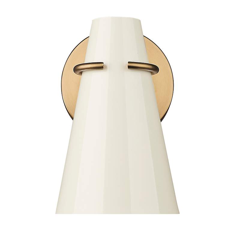 Image 3 Reeva 8 1/2" High Modern Brass Sconce with Glossy Ecru Shade more views