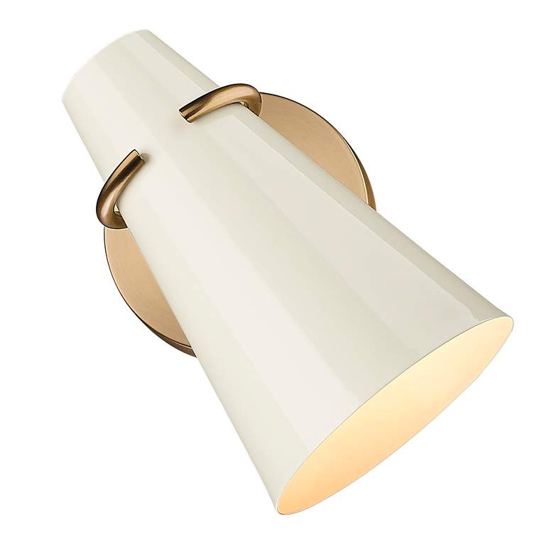 Image 4 Reeva 8 1/2" High Modern Brass Sconce with Glossy Ecru Shade more views