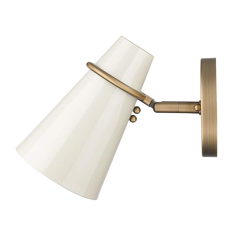 Image 5 Reeva 8 1/2" High Modern Brass Sconce with Glossy Ecru Shade more views