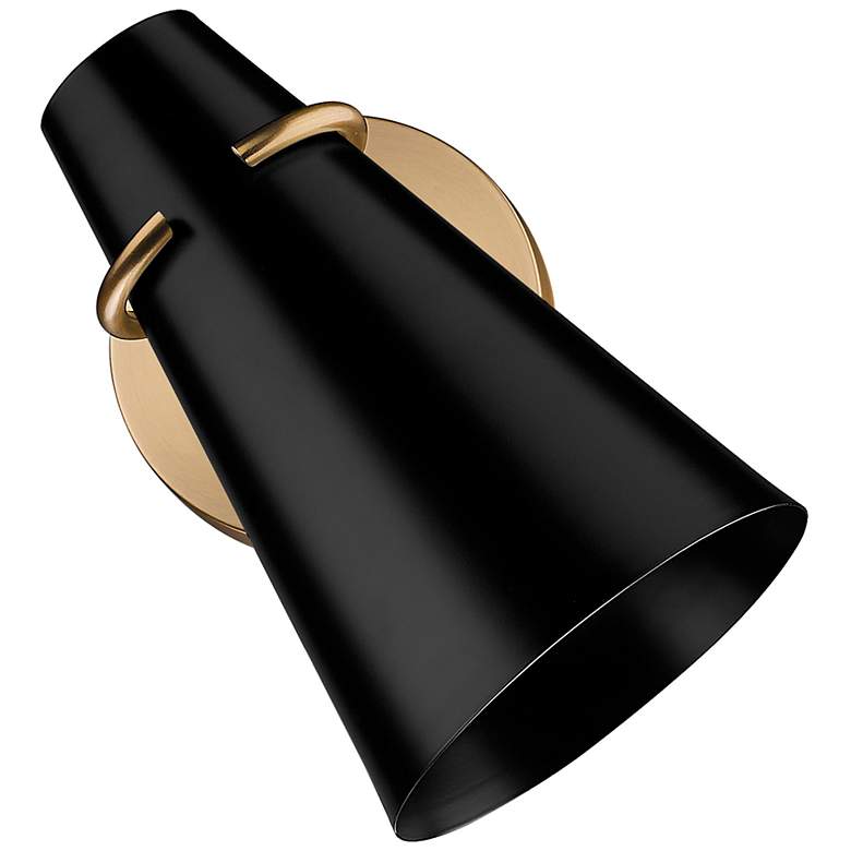 Image 2 Reeva 8 1/2"H Modern Brass Wall Sconce w/ Matte Black Shade