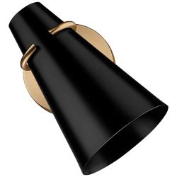 Reeva 8 1/2"H Modern Brass Wall Sconce w/ Matte Black Shade