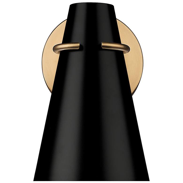 Image 3 Reeva 8 1/2"H Modern Brass Wall Sconce w/ Matte Black Shade more views