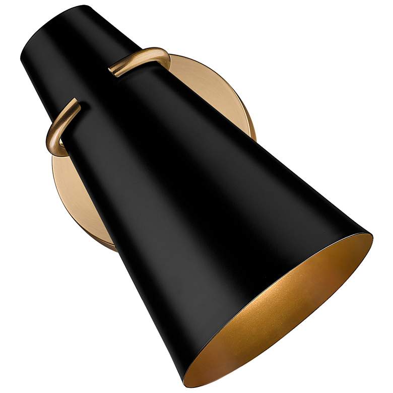 Image 4 Reeva 8 1/2"H Modern Brass Wall Sconce w/ Matte Black Shade more views