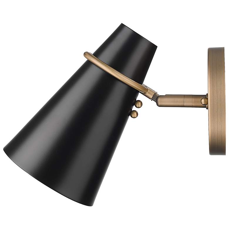 Image 5 Reeva 8 1/2"H Modern Brass Wall Sconce w/ Matte Black Shade more views