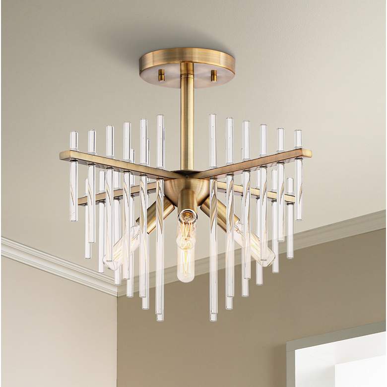 Image 1 Reeve 17"W Burnished Antique Brass 4-Light Ceiling Light
