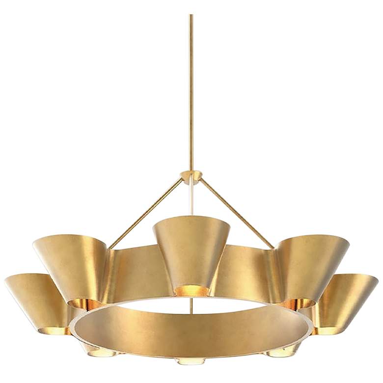 Image 2 Reeve 37 1/2 inch Wide Vintage Gold Leaf 8-Light Chandelier