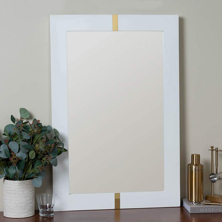 Image 1 Reeves Glossy White 24 inch x 36 inch Rectangular Wall Mirror