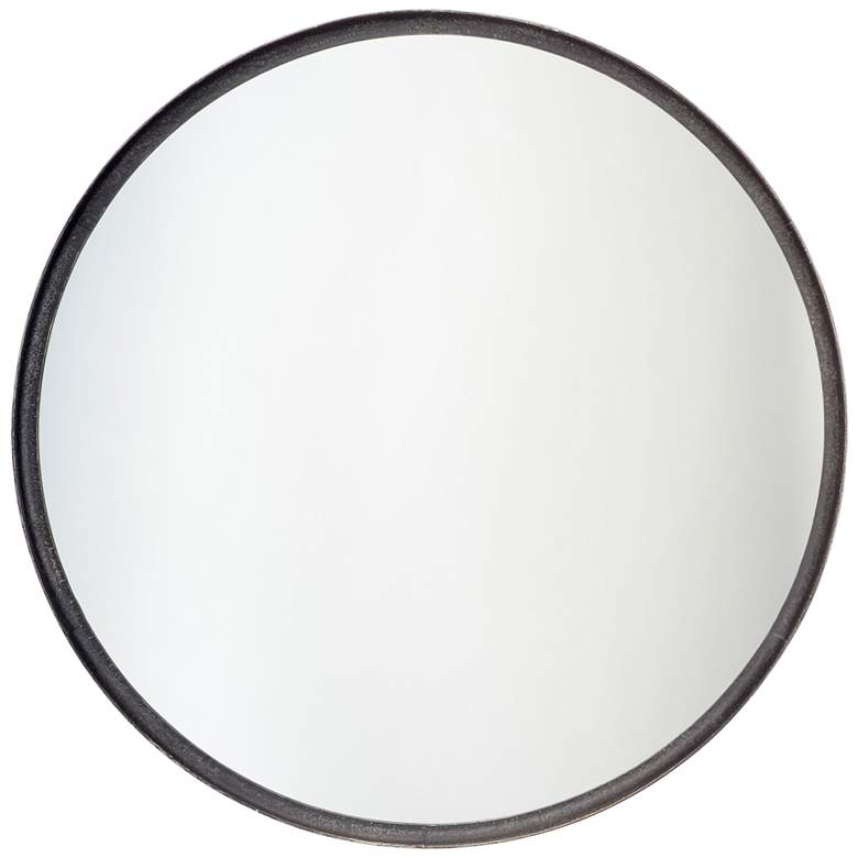 Refined Black Metal 36&quot; Round Wall Mirror