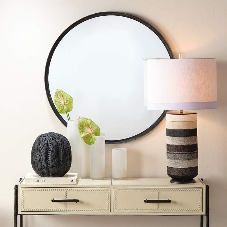 Image 4 Refined Black Metal 36" Round Wall Mirror more views