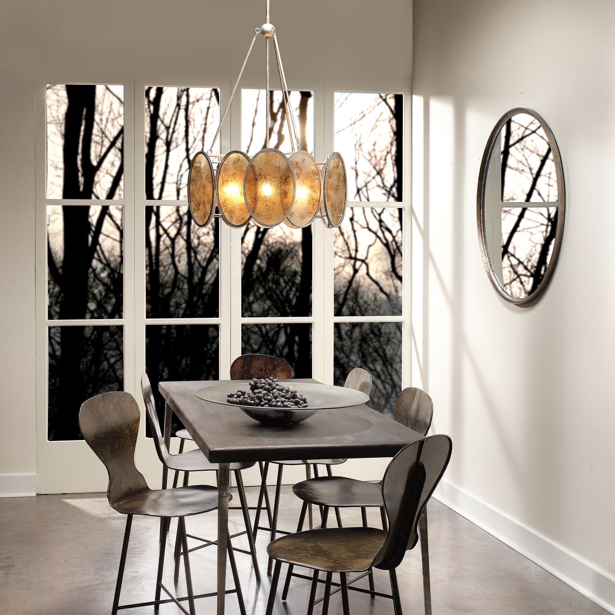 Refined Black Metal 36" Round Wall Mirror