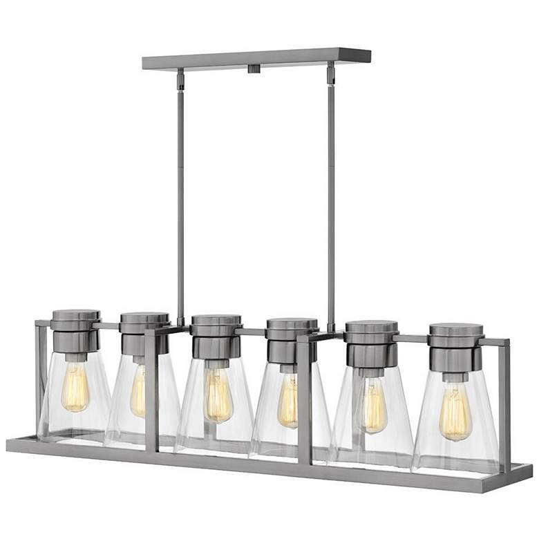 Image 1 Refinery 43 3/4" Wide Nickel Clear Chandelier