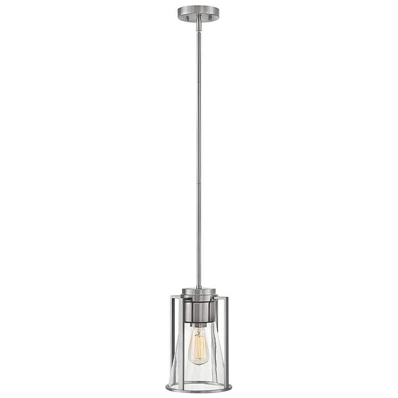 Image 1 Refinery 7 3/4" Wide Nickel with Clear Shade Mini Pendant