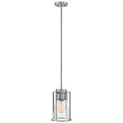Refinery 7 3/4" Wide Nickel with Clear Shade Mini Pendant