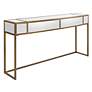 4_Reflect 62"W Brushed Aged Gold and Mirrored Console Table more views