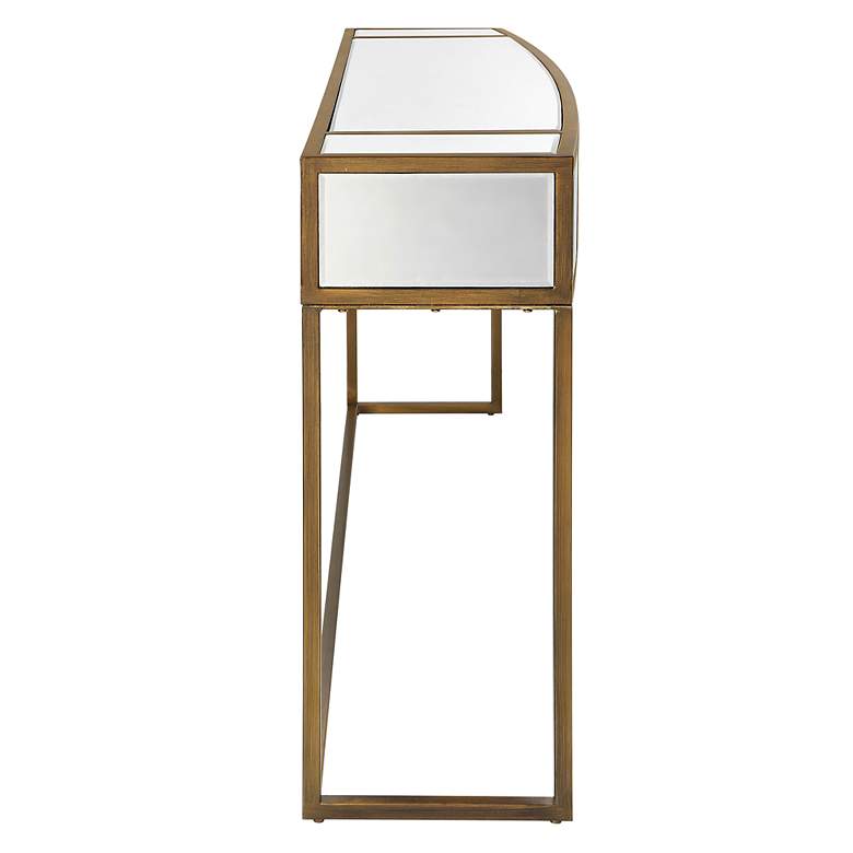Image 5 Reflect 62"W Brushed Aged Gold and Mirrored Console Table more views