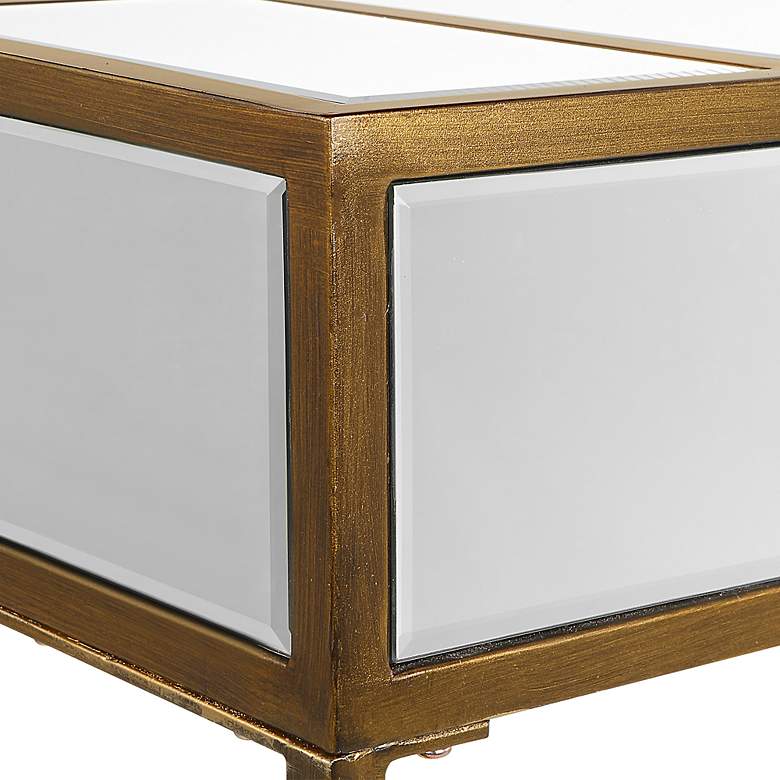 Image 6 Reflect 62"W Brushed Aged Gold and Mirrored Console Table more views