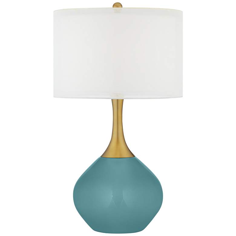 Image 1 Reflecting Pool Blue Nickki Brass Modern Table Lamp