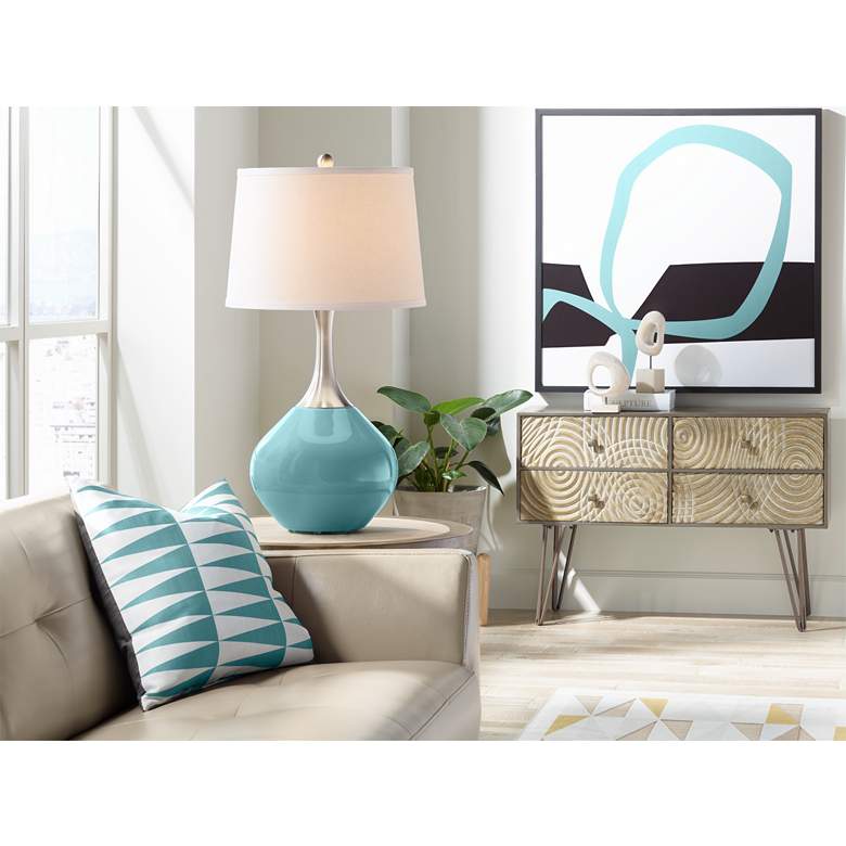 Reflecting Pool Blue Spencer Modern Table Lamp more views