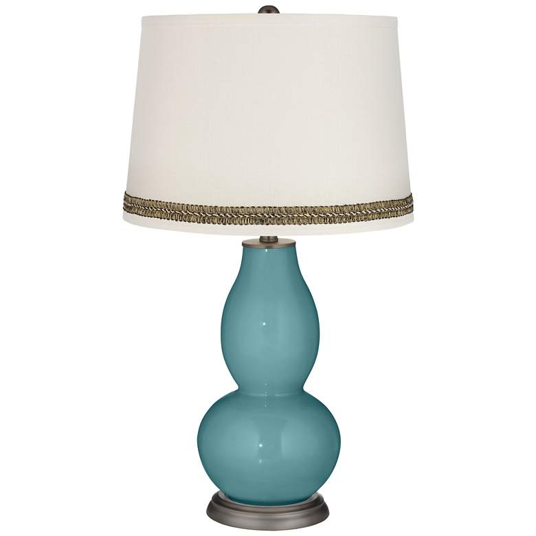 Image 1 Reflecting Pool Double Gourd Table Lamp with Wave Braid Trim
