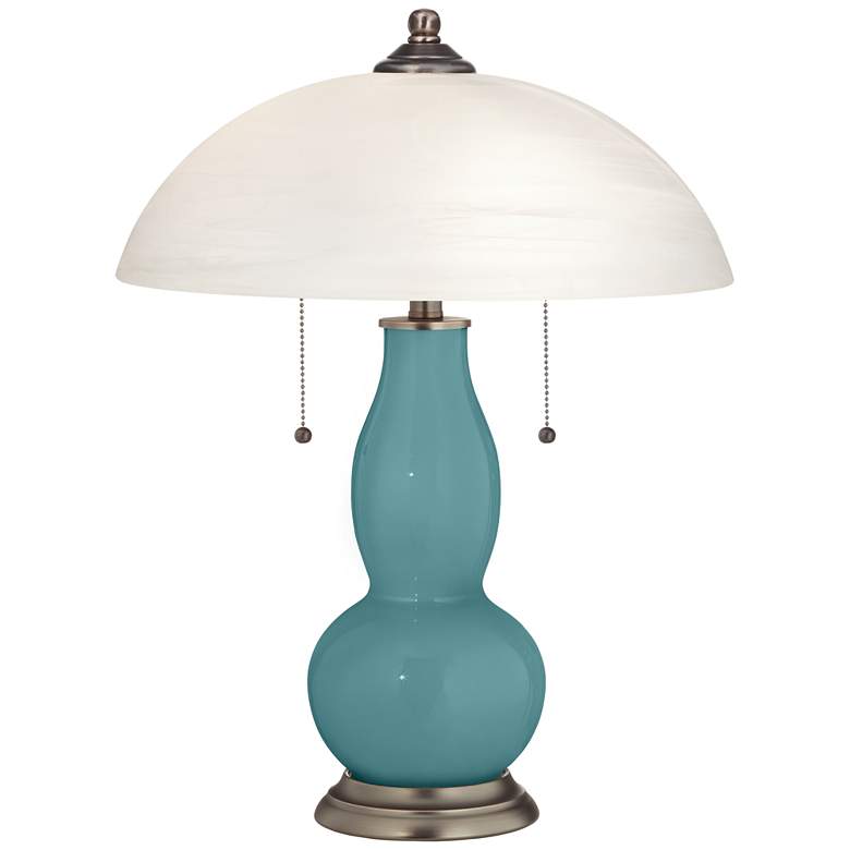 Image 1 Reflecting Pool Gourd-Shaped Table Lamp with Alabaster Shade