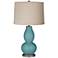 Reflecting Pool Linen Drum Shade Double Gourd Table Lamp