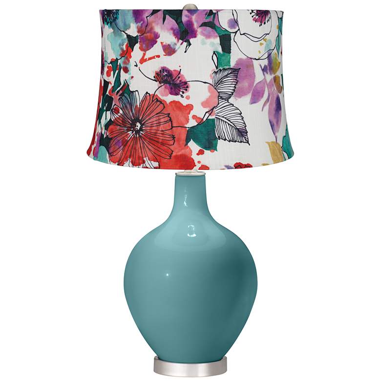 Image 1 Reflecting Pool Multi-Color Flowers Ovo Table Lamp