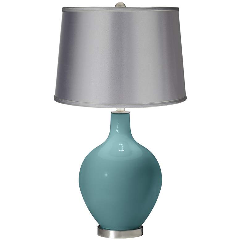 Image 1 Reflecting Pool - Satin Light Gray Shade Ovo Table Lamp