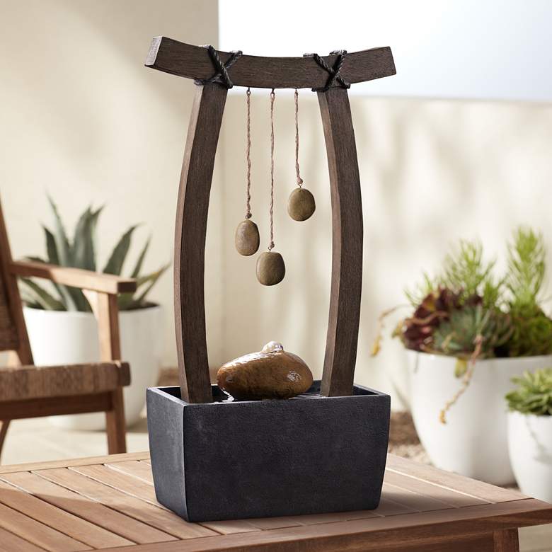 Image 1 Reflection 21 1/2" High Wood Grain Indoor Table Fountain
