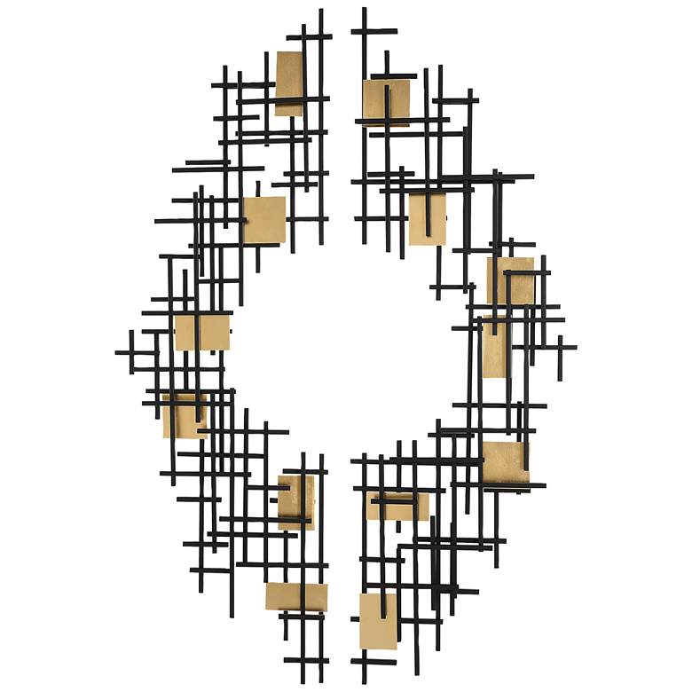 Image 2 Reflection 57 1/2 inchH Black Gold 2-Piece Metal Wall Art Set