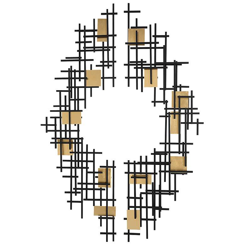 Image 2 Reflection 57 1/2"H Black Gold 2-Piece Metal Wall Art Set
