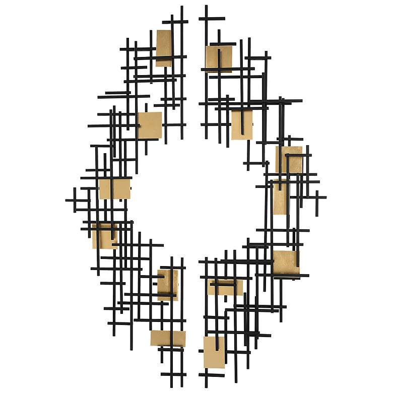 Image 2 Reflection 57 1/2 inchH Black Gold 2-Piece Metal Wall Art Set