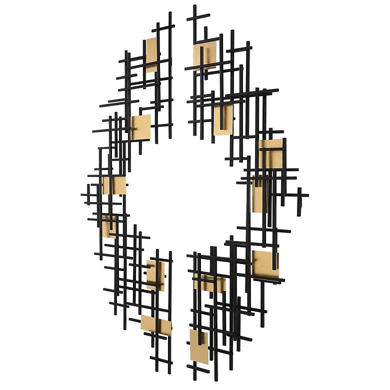 Image 4 Reflection 57 1/2 inchH Black Gold 2-Piece Metal Wall Art Set more views