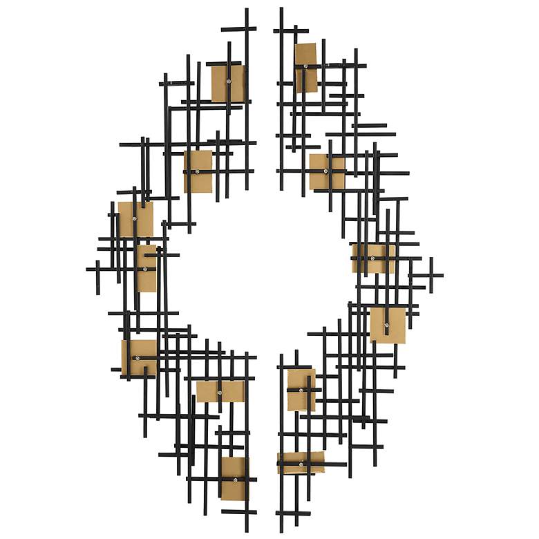 Image 6 Reflection 57 1/2"H Black Gold 2-Piece Metal Wall Art Set more views