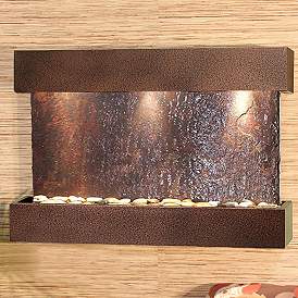 Image1 of Reflection Creek 27" High Slate Copper Vein Wall Fountain