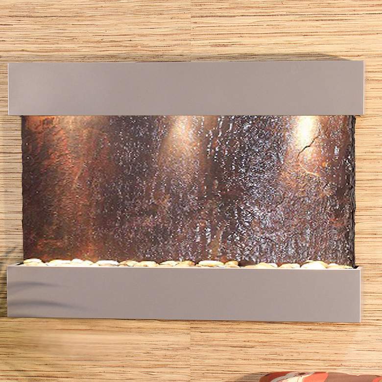 Image 1 Reflection Creek 38 inch Wide Slate-Silver Modern Wall Fountain