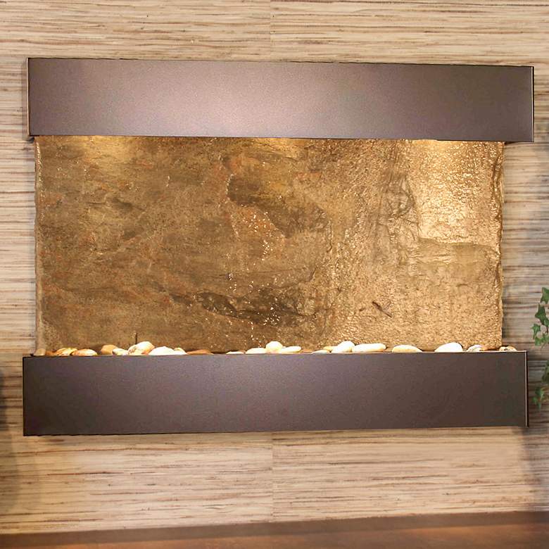 Image 1 Reflection Creek Green Slate Bronze 27" High Wall Fountain