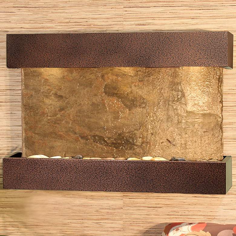 Image 1 Reflection Creek Green Slate Copper Vein 27"H Wall Fountain