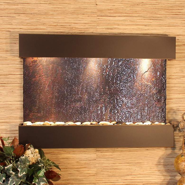 Image 1 Reflection Creek Slate Blackened Copper 27"H Wall Fountain